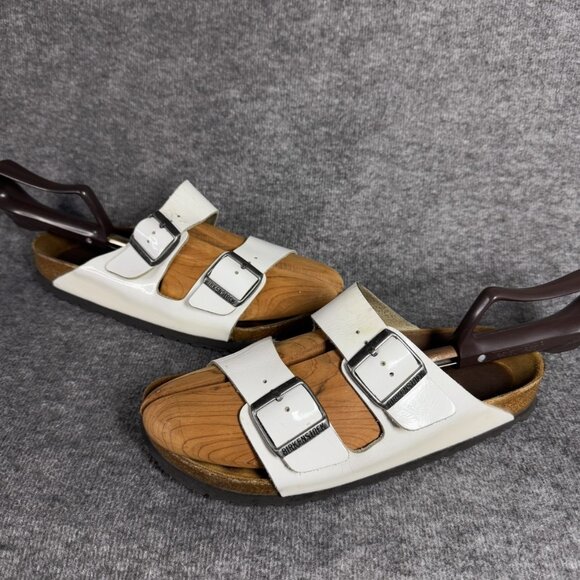 Birkenstock Womens Arizona White Birko Flor Slides Sandals Size 39 US 8 Reg. - Picture 1 of 10